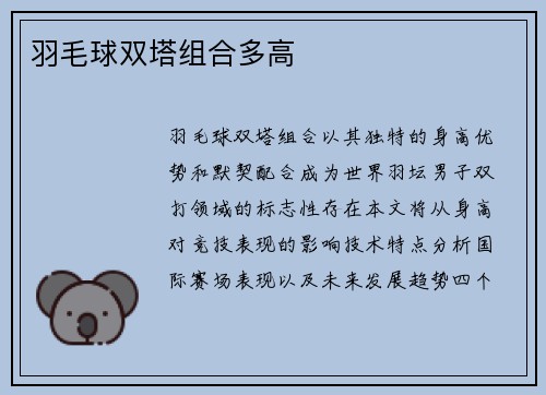 羽毛球双塔组合多高
